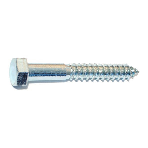 Midwest Fastener Lag Screw, 1/2 in, 3-1/2 in, Steel, Zinc Plated Hex Hex Drive, 6 PK 35065 - main